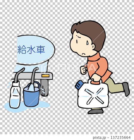 當地居民前來從運水車取飲用水。 137235664