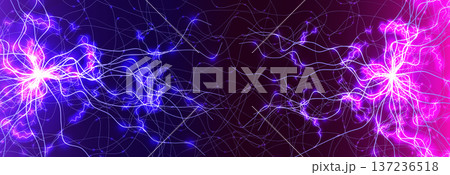 Neural Networking Science Technology Scientific Research. Biotech AI Big Data Learning. Hacker Attack Cyber Security Biohacking. Fertilisation BG. Cosmic Space Universe Big Bang. Vector Illustration 137236518