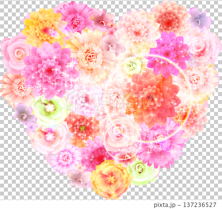 心形花束，粉紅水彩風格，附閃光 137236527