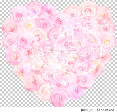 心型花束，粉紅玫瑰水彩風格，附閃光 137236528