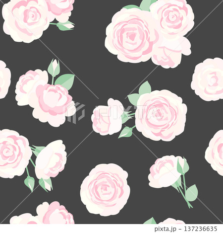 ピンクのバラのレトロなシームレスパターン 137236635