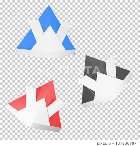 紙の兜が浮かんでいる3Dイラスト｜こどもの日・端午の節句 137236797