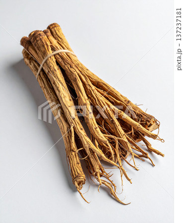 乾燥した高麗人参の根 漢方素材イメージ 137237181