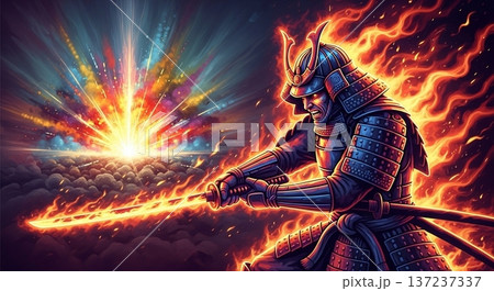 カラフルな鎧武者 137237337