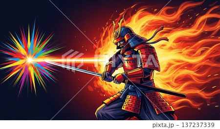 カラフルな鎧武者 137237339