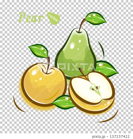 Cute and pop illustration of pear, pear | Fresh fruit vector material 137237422