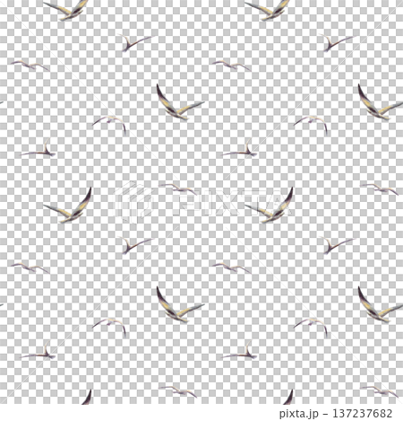 Seagulls in flight,in seamless pattern,silhouetted companions.Hand drawn watercolor clipart in soft sunset washes,coastal backgrounds for nautical branding,travel blogs Seagulls in flight,in seamless pattern,silhouetted companions.Hand drawn watercolor clipart in soft sunset washes,coastal backgrounds for nautical branding,travel blogs 137237682