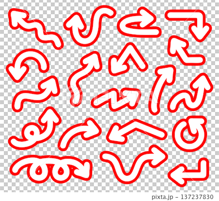 Red and white arrow icon set 137237830