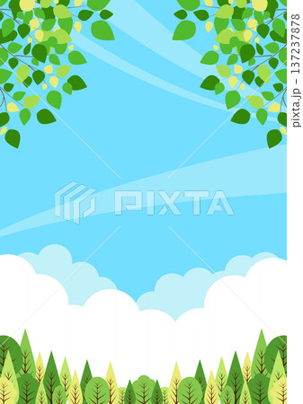 森林背景、縦、かわいい、イラスト、シンプル 137237878