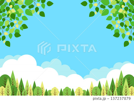 森林背景、横、かわいい、イラスト、シンプル 森林背景、横、かわいい、イラスト、シンプル 137237879