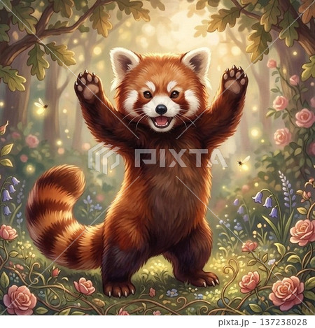 威嚇レッサーパンダ 137238028