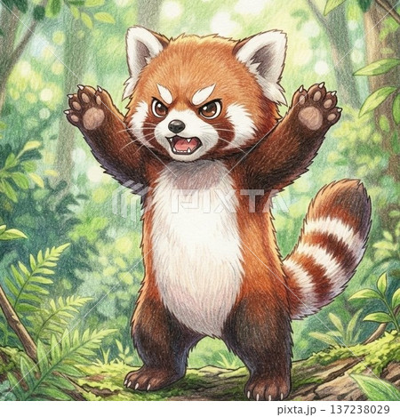 威嚇レッサーパンダ 137238029