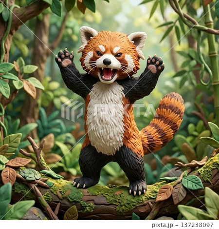 威嚇レッサーパンダ 137238097