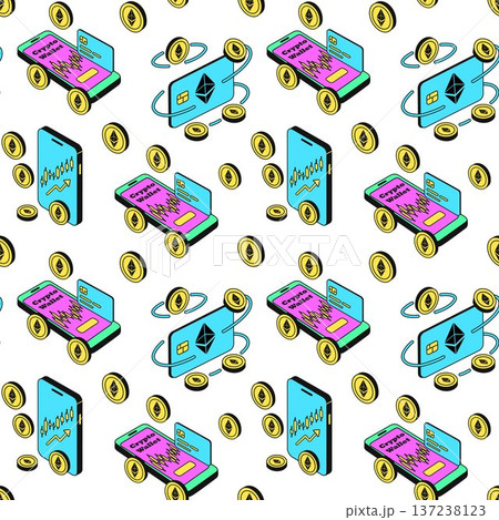 Crypto Wallet and Ethereum Seamless Pattern Background 137238123