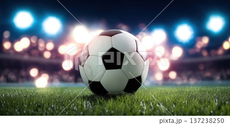 サッカーボールとスタジアム サッカーボールとスタジアム 137238250