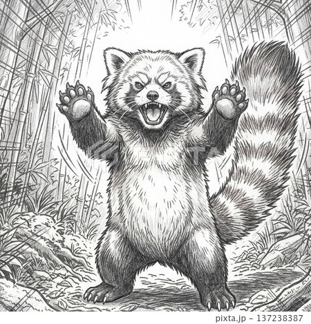 威嚇レッサーパンダ 威嚇レッサーパンダ 137238387