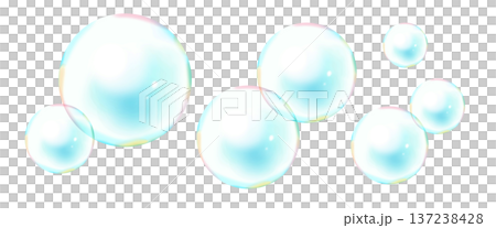 Fluffy rainbow colored soap bubbles set Fluffy rainbow colored soap bubbles set 137238428