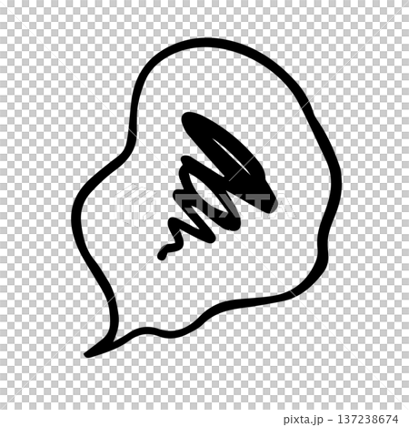 Marks and speech bubble icons representing confusion, worry, bewilderment, irritation, and depression. 137238674