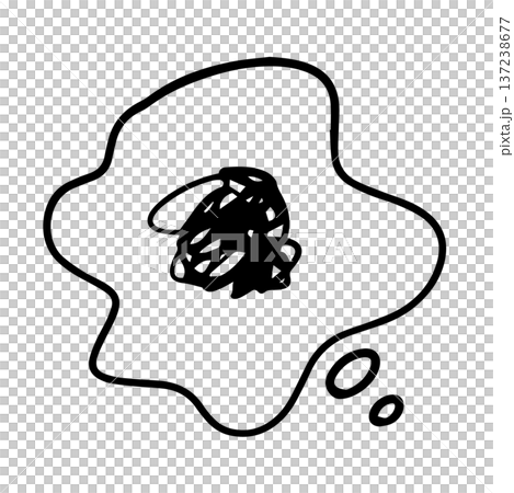 Marks and speech bubble icons representing confusion, worry, bewilderment, irritation, and depression. 137238677