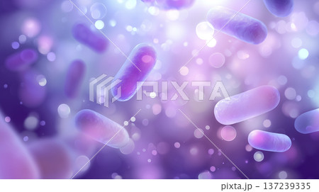 顕微鏡で見た細菌（桿菌）の3Dイメージ｜感染症・バイオテクノロジー・ヘルスケア 137239335