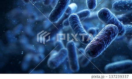 顕微鏡で見た細菌（桿菌）の3Dイメージ｜感染症・バイオテクノロジー・ヘルスケア 137239337