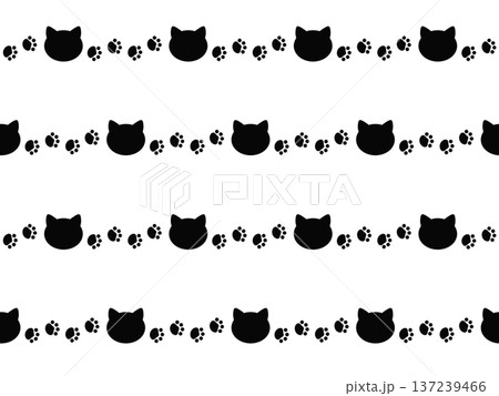 ネコと足跡のシームレスパターン　A-1 137239466