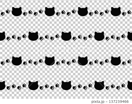 ネコと足跡のシームレスパターン　A-1 137239466