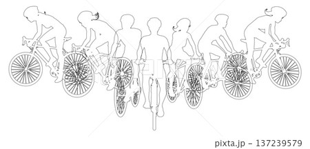 Cyclists Bikes Silhouette Bike Cyclist People Set Cyclists Bikes Silhouette Bike Cyclist People Set 137239579