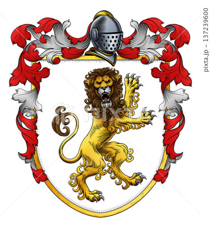 Coat of Arms Crest Lion Heraldic Medieval Shield 137239600