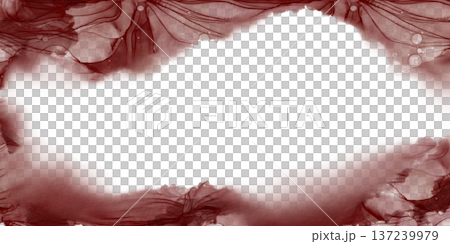Abstract background frame of dynamic passionate burgundy color in liquid acrylic technique,blown with a hair dryer like texture of stone.As a symbol of contemporary art.With empty space in center 137239979