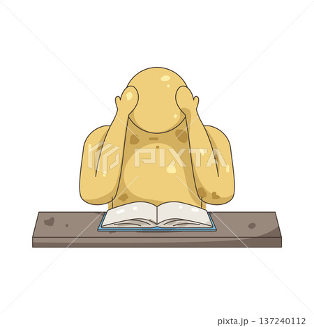 Illustration of Overwhelmed while studying Illustration of Overwhelmed while studying 137240112