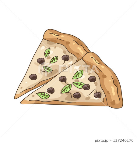 Illustration of olive pizza 137240170