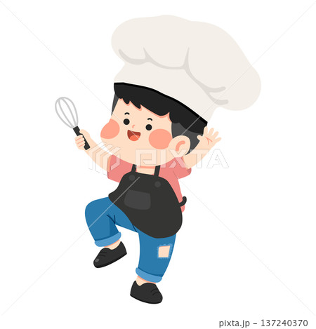 Young Chef Whisking in Chef Hat 137240370