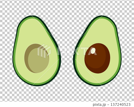 Avocado halves illustration, without background 137240523