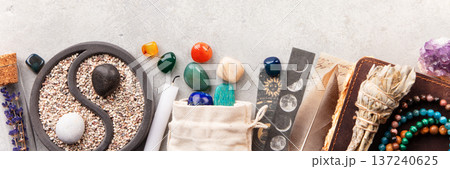 Spiritual Healing Set with Crystals, Bracelets, and Yin Yang Tray 137240625