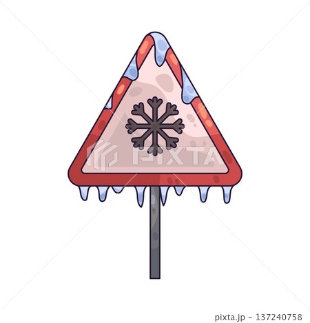 Illustration of Icy Road Sign Illustration of Icy Road Sign 137240758