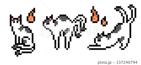 猫又(ぶち猫)のドット絵 猫又(ぶち猫)のドット絵 137240794