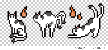 猫又(ぶち猫)のドット絵 猫又(ぶち猫)のドット絵 137240794