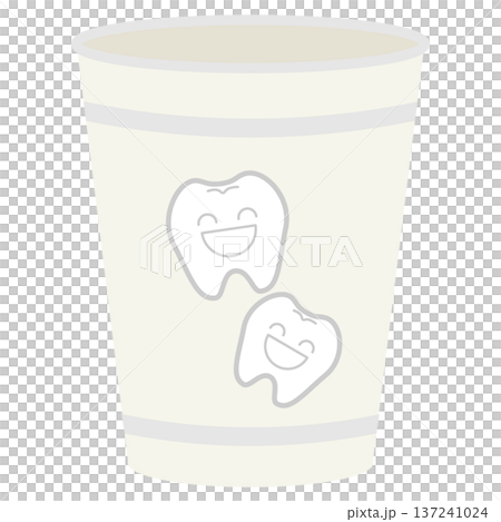 歯のキャラクターが描かれた歯科用紙コップイラスト 137241024