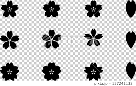 桜のアイコンマーク サクラ 春 花白黒 桜のアイコンマーク サクラ 春 花白黒 137241132