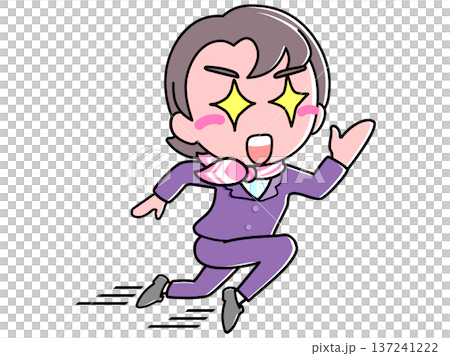 目がキラキラ、走るスーツ女性 137241222