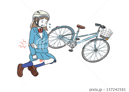 自転車で事故をした女子学生 4C 137242581