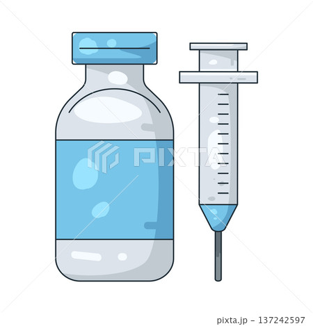 Illustration of vaccine syringe and vial  137242597