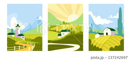 Spring abstract mountain countryside landscapes Spring abstract mountain countryside landscapes 137242697