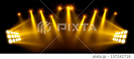 Bright stadium lights on dark night sky background 137242716