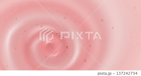Cream strawberry yogurt swirl with small particles Cream strawberry yogurt swirl with small particles 137242734