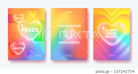 Pride month poster with rainbow gradient bg Pride month poster with rainbow gradient bg 137242754