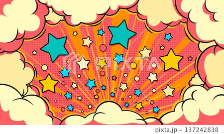 Comic book bursting sky background with clouds Comic book bursting sky background with clouds 137242838