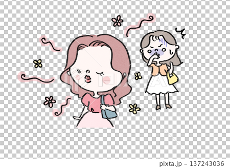 強い香水の匂いで気分が悪くなる女性（香害・化学物質過敏症） 137243036