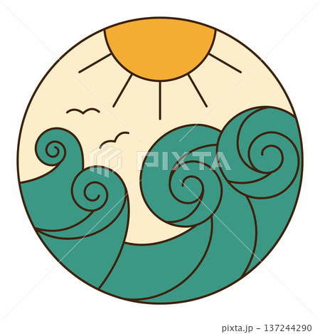vector graphic with ocean waves 137244290